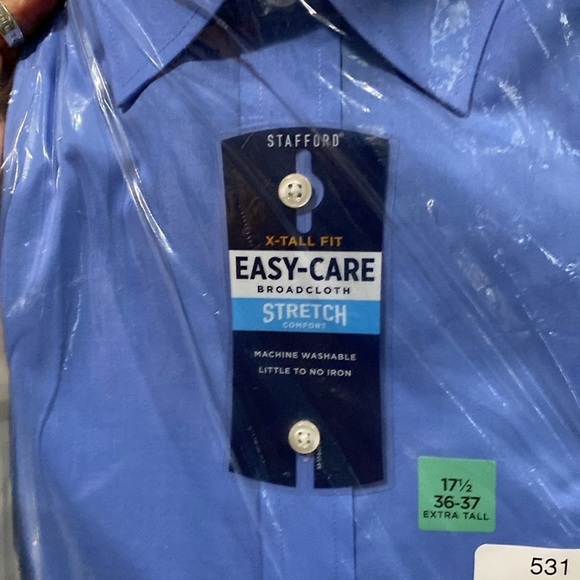 Stafford Travel Easy-Care Stretch ExtraTallWrinkle Free Long Sleeve Dress Shirt - Picture 4 of 6